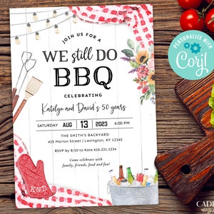 We Still Do Grillpartyeinladung, Grilljubiläumseinladung, Hinterhof-Jubiläumsparty-Einladung, Sommer-Jubiläumsfeier, digitale Einladung