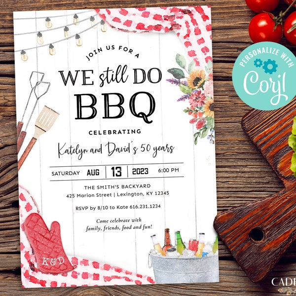 We Still Do BBQ Invitation, BBQ Anniversary Invitation, Backyard Anniversary Party Invitation, Summer Anniversary Party, Digital Invite