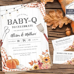 Fall Baby-Q Shower Invitation, BBQ Baby Shower Invitation, Autumn Couples Baby Shower Invite, Gender Neutral Shower, Printable, DIY, BQF