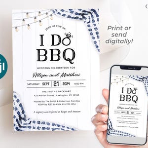 Navy I Do BBQ Invitation BBQ Couples Shower Invitation I Do bbq rehearsal dinner invitation Navy Blue I Do BBQ Invite Printable Digital