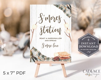 Panneau S'more Love, petit panneau S'mores Bar, 5 x 7 panneaux S'mores Station, Smores Bar, panneau S'mores imprimable, décoration feu de camp, PDF numérique, GP