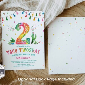 Convite de aniversário de dois anos para tacos, convite de 2º aniversário, terça-feira de tacos, dois anos para tacos, DOIS, 2º aniversário, convite faça você mesmo, para impressão, Corjl, A24 imagem 6