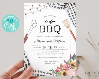 I Do BBQ Invitation, BBQ Couples Shower Invitation, bbq rehearsal dinner invitation, Classic BBQ Couple's Shower Invite Printable, A22, Q2BK