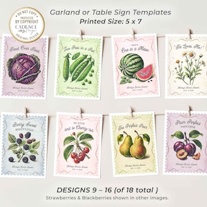 Fresh Off the Market Bridal Shower Banner featuring 18 unique 5x7 hanging signs, each adorned with vibrant fruit and vegetable illustrations and clever love-themed puns. Perfect for adding a fresh, rustic feel to your bridal shower, bachelorette party, or engagement celebration! Hang them all together as a statement piece or scatter them around the venue for a playful touch. Whether displayed indoors or outdoors, this bunting brings a pop of color and a dash of wit to your special day!