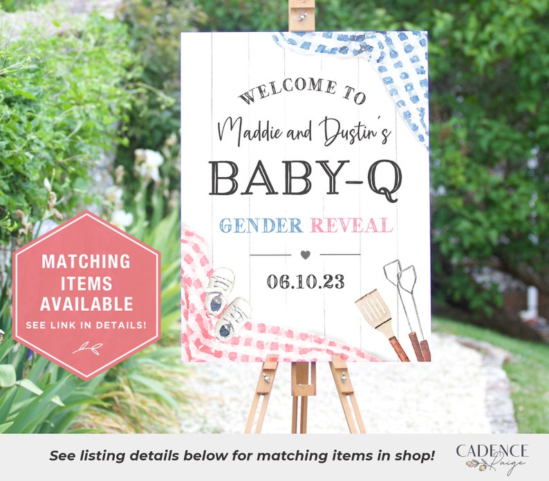 Gender Reveal BBQ Invitation, Baby-Q Gender Reveal Invitation, Fun Gender Reveal Invite, Blue or Pink, boy or girl, BabyQ Printable DIY BQGR image 10