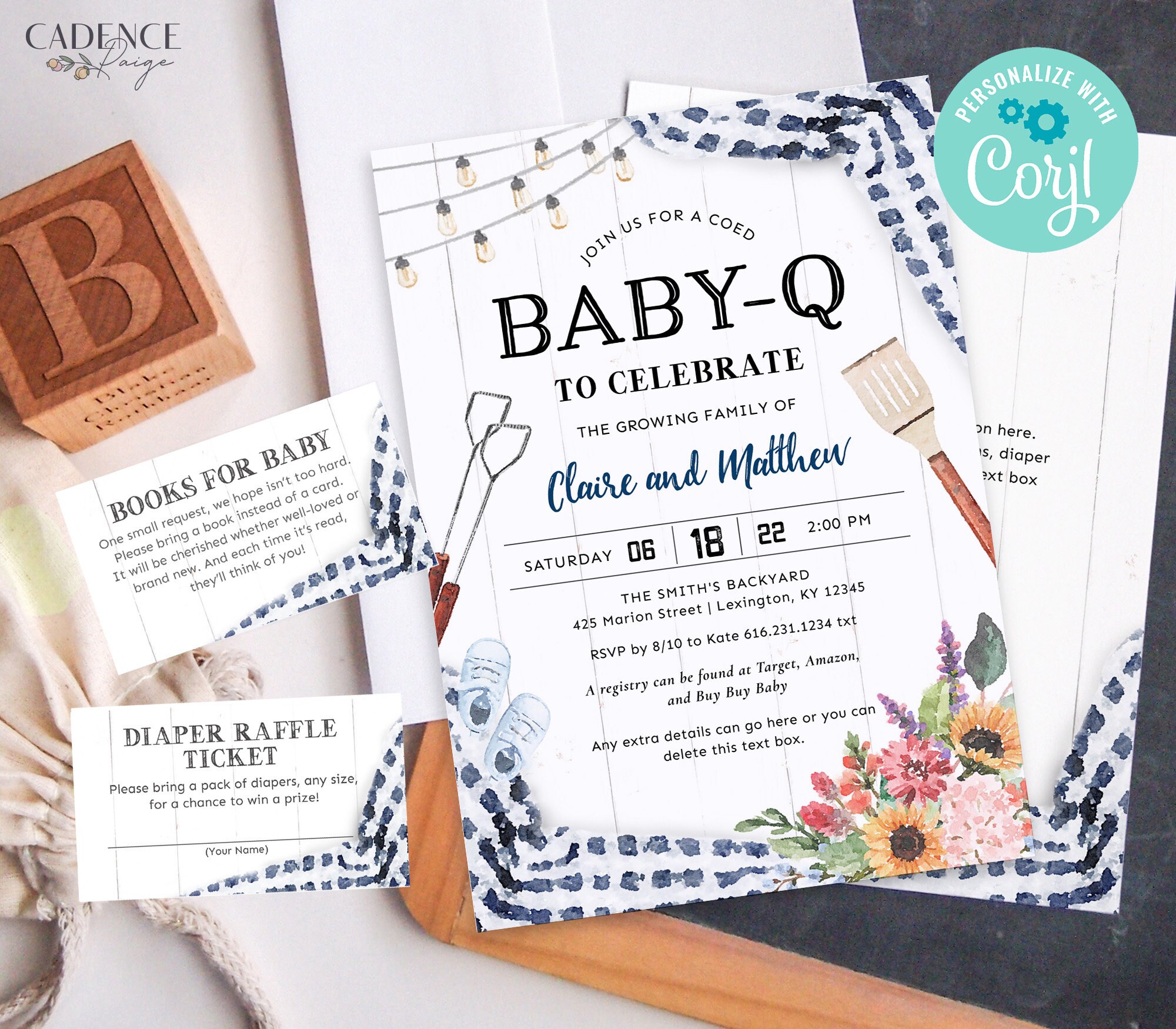 Navy Baby-q Shower Invitation BBQ Couples Baby Shower Invite - Etsy