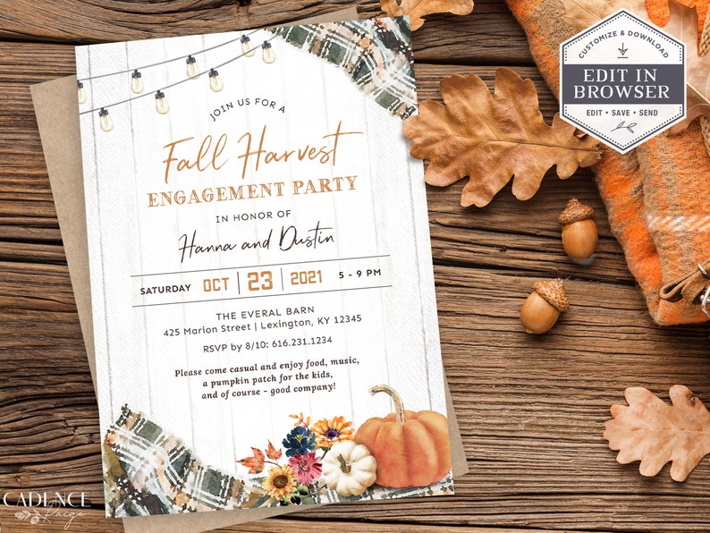 Fall Engagement Party Invitation Fall Harvest Couple's Etsy
