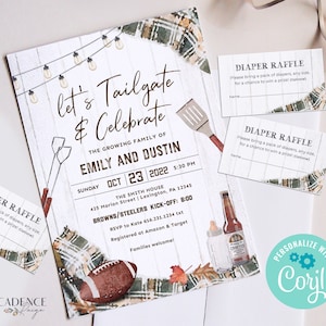 Tailgate and Celebrate Baby Shower Invite, Football Baby Shower Invitation, Tailgate Couples Shower Invite, Game Day, DIY Printable Corjl GP