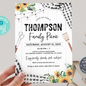 Family Picnic Invitation, Summer Picnic Invite, Family Cookout Invite, BBQ Party, Company Picnic, School Picnic, Church Picnic DIY Printable