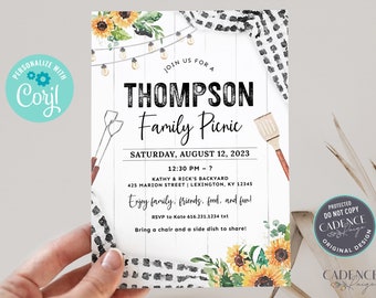 Family Picnic Invitation, Summer Picnic Invite, Family Cookout Invite, BBQ Party, Company Picnic, School Picnic, Church Picnic DIY Printable