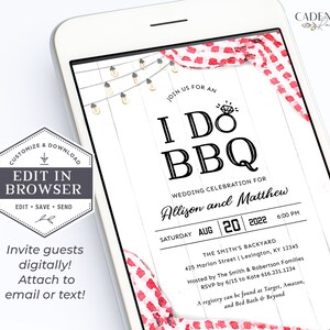 I Do BBQ Invitation, BBQ Couples Shower Invitation, bbq rehearsal dinner invitation, I Do BBQ Couple's Shower Invite, Printable, A22, Q2 image 5