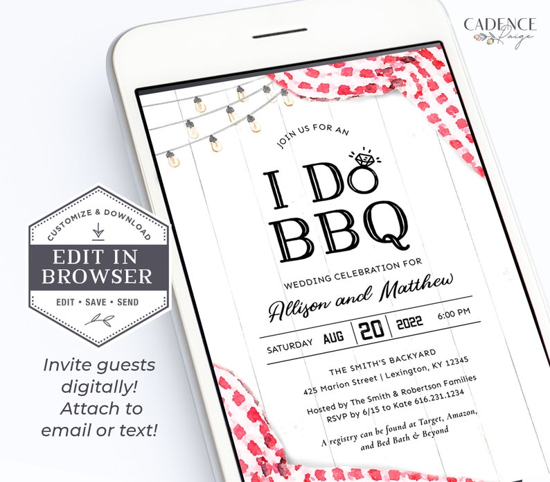 I Do BBQ Invitation, BBQ Couples Shower Invitation, bbq rehearsal dinner invitation, I Do BBQ Couple's Shower Invite, Printable, A22, Q2 image 5