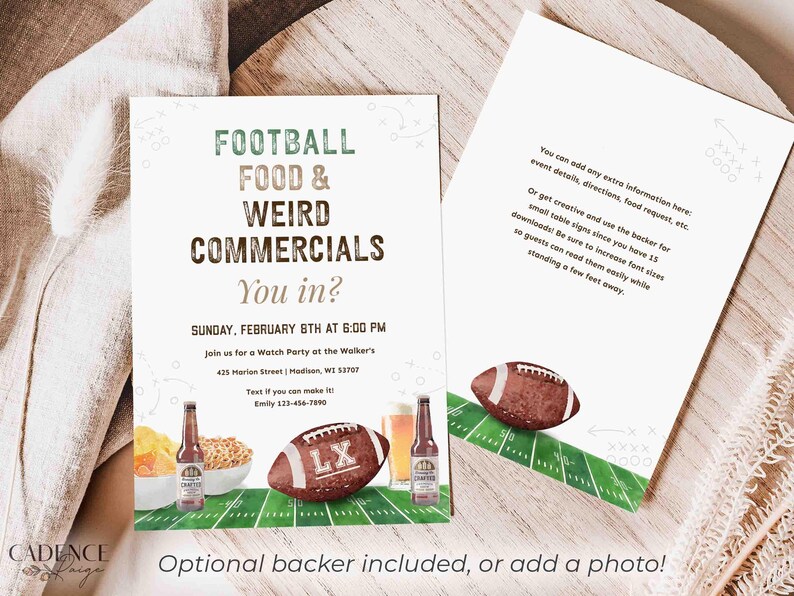 Football Watch Party Invitation, Editable Big Game Invite, Super Sunday Bowl Game (Digital) image 5