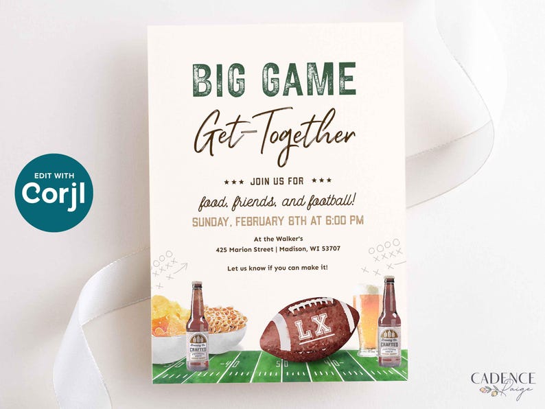 Editable Super Sunday Football Watch Party Invitation: Bowl Game Invite (Digital Template) image 10