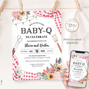Baby-Q Shower Invitation Template, BBQ Baby Shower Invite, Couples Baby Shower Invite Backyard Baby Shower Gender Neutral, Printable DIY BQR