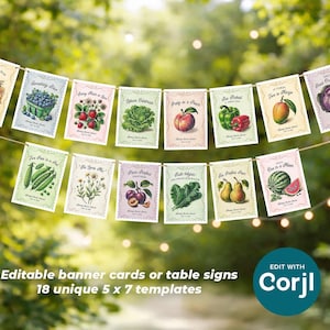Fresh Off the Market Bridal Shower Banner: Fruit & Veggie Bunting (Digital Template) image 3