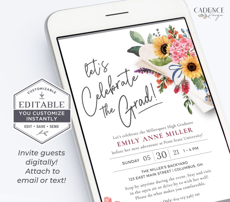 Graduation Party Invitation, College Graduation Invite, Graduation ...