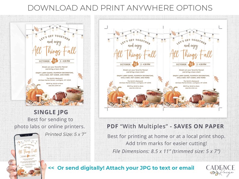 All Things Fall Invitation, Digital Fall Harvest Party Invitation, Neighborhood Fall Party Invite, Fall Celebration, DIY Printable Corjl image 7