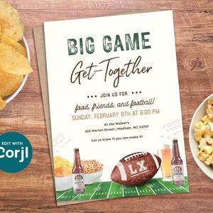 Editable Super Sunday Football Watch Party Invitation: Bowl Game Invite (Digital Template) image 14