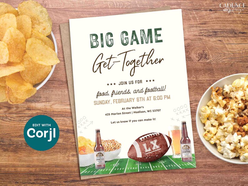 Editable Super Sunday Football Watch Party Invitation: Bowl Game Invite (Digital Template) image 14