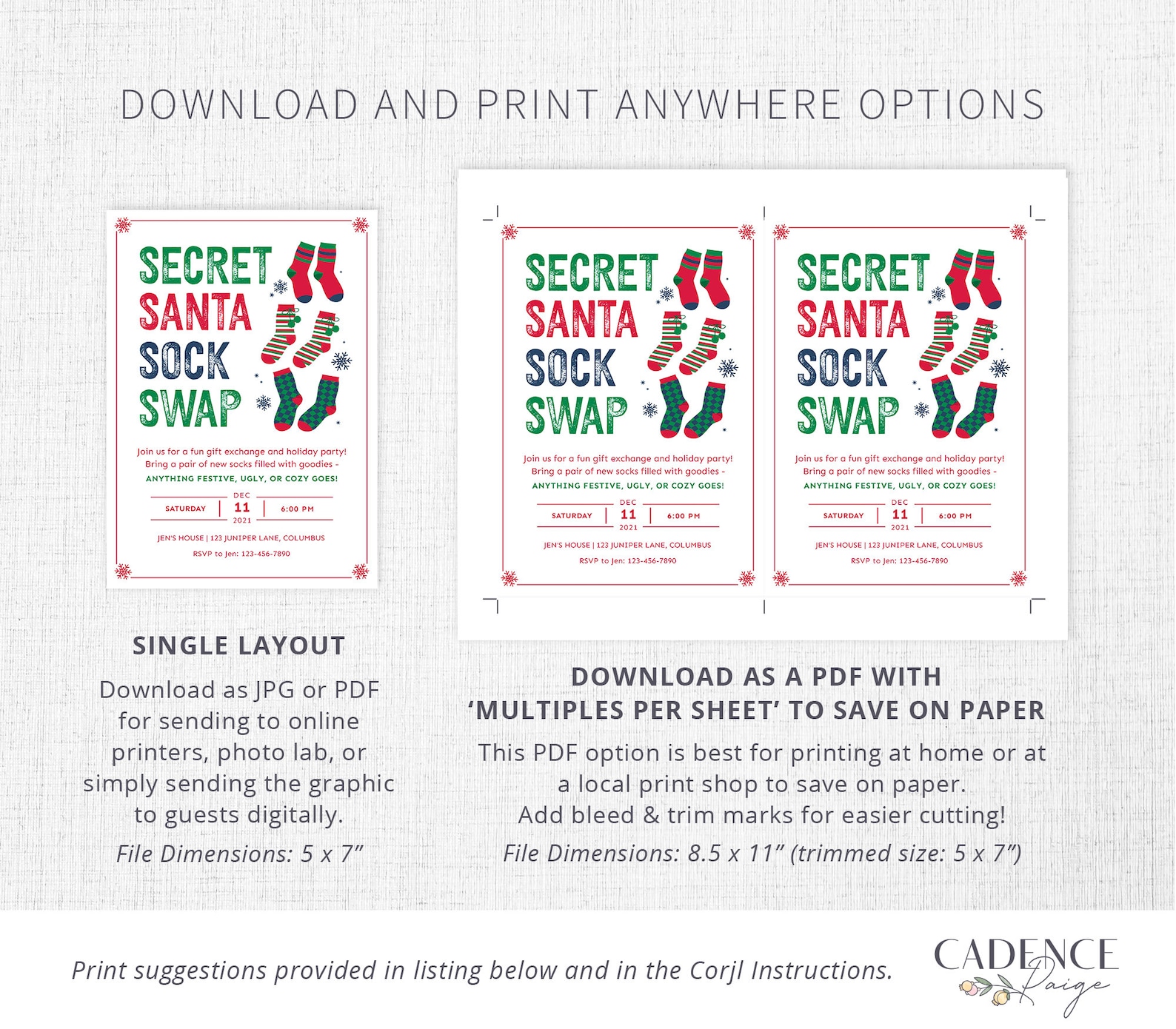 Christmas Sock Exchange Party Invite Holiday Sock Swap Party Etsy