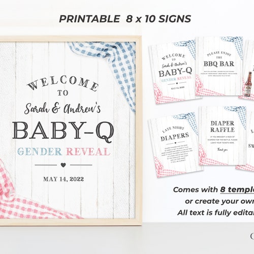Baby Q Gender Reveal Invitation Printable BBQ Gender Reveal Etsy
