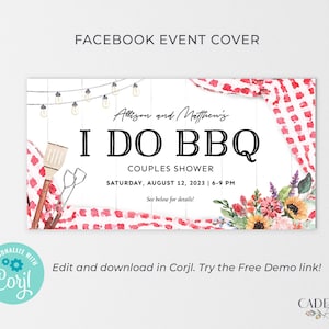 I Do BBQ Invitation for Facebook, I Do BBQ Facebook Event Cover, Engagement Party, Backyard Couples Shower, Social Media Invitation, Q2