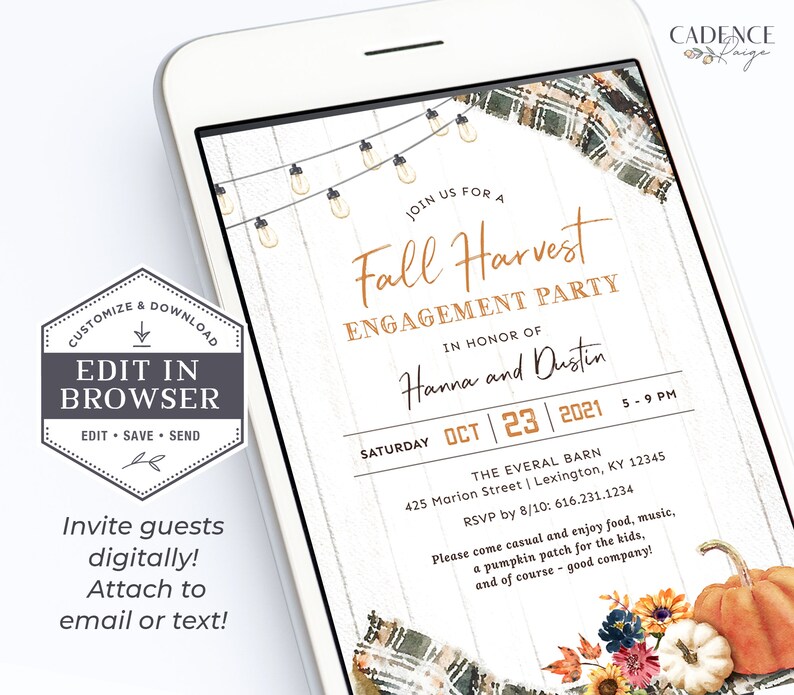 Fall Engagement Party Invitation Fall Harvest Couple's Etsy