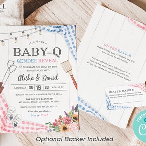 Gender Reveal BBQ Invitation, Baby-Q Gender Reveal Invitation, Fun Gender Reveal Invite, Blue or Pink, boy or girl, BabyQ Printable DIY BQGR image 6