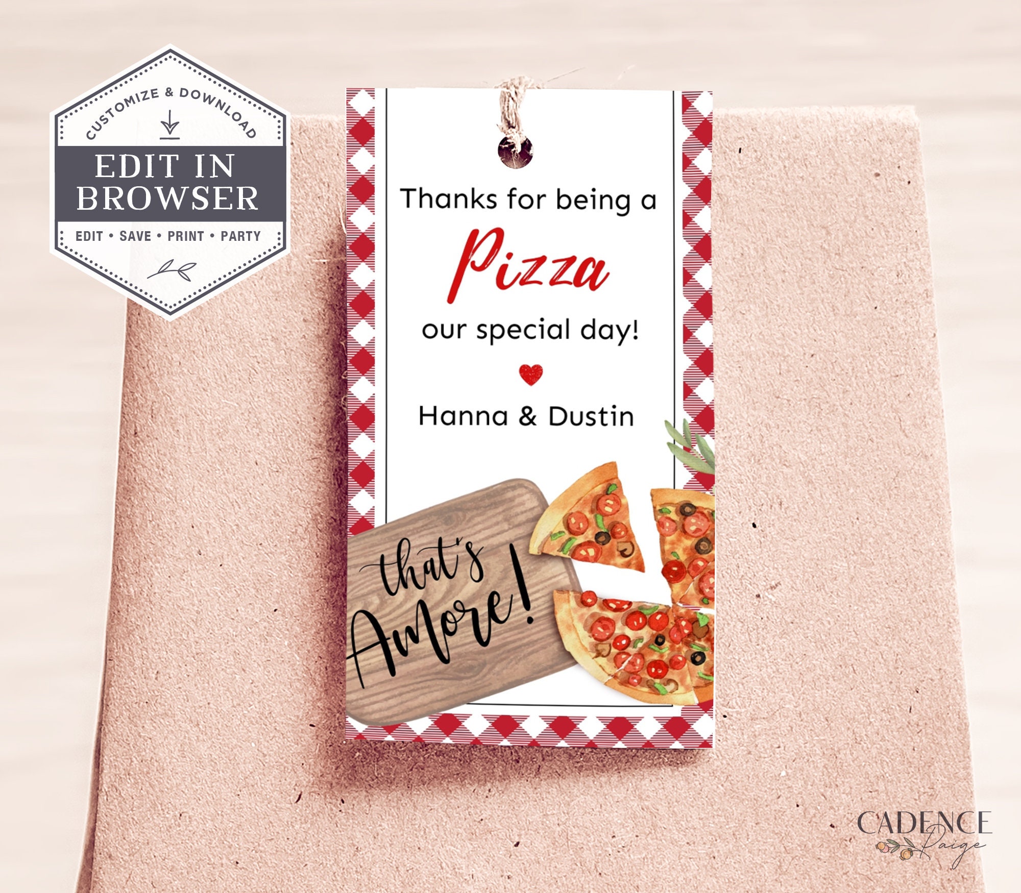 Pizza Favor Tags Pizza Gift Tags Printable Pizza Favors Etsy