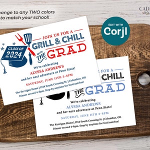 Graduation Party Insert Note for Grad Party Invite for Grill and Chill Cookout with the Grad, Extra Note for Graduation Party Invitation image 2