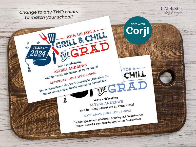 Graduation Party Insert Note for Grad Party Invite for Grill and Chill Cookout with the Grad, Extra Note for Graduation Party Invitation image 2