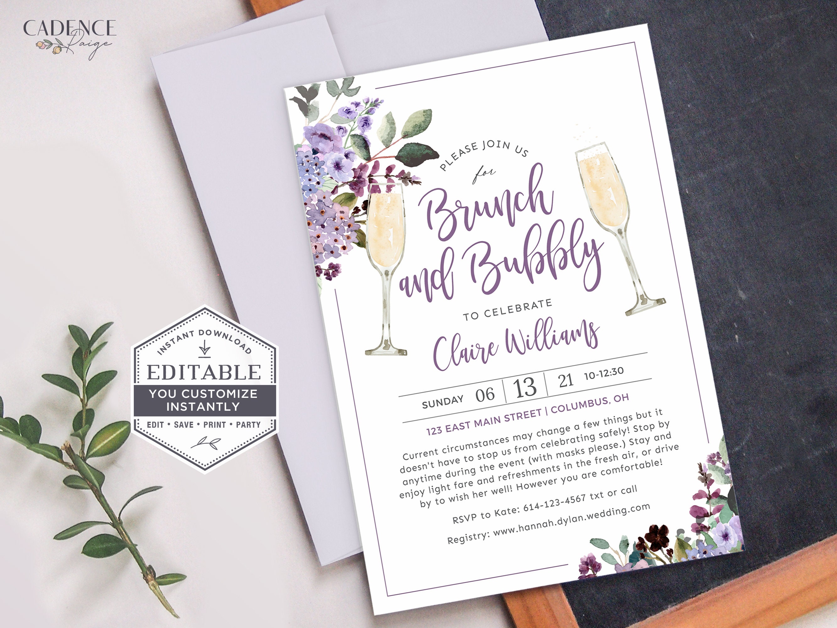 Brunch and Bubbly Bridal Shower Invitation Open House Bridal Etsy