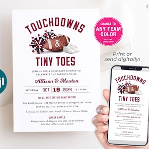 Football Baby Shower Invitation Touchdowns and Tiny Toes Baby Shower Invitation Tailgate Baby Shower Invite Coed Baby Shower Printable DIY