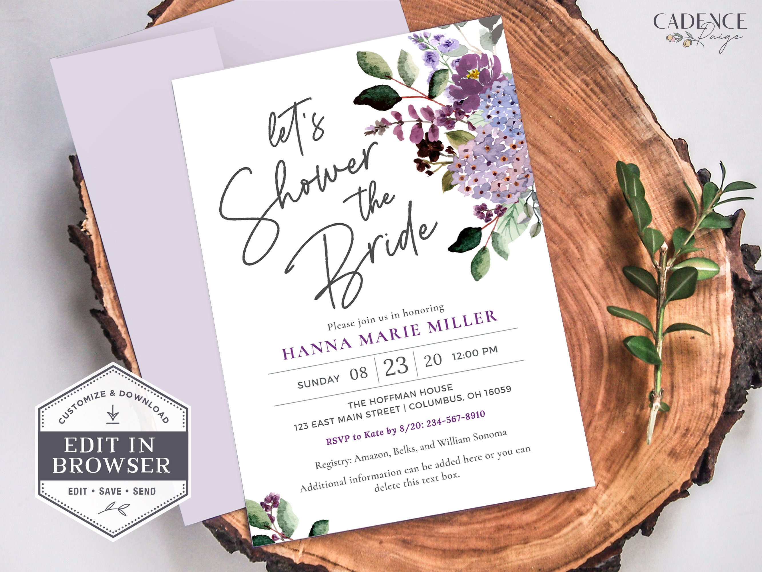 Lavender Bridal Shower Invitation Bridal Shower Invite with Etsy