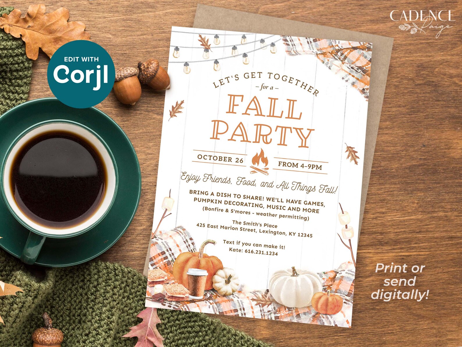Fall Party Invitation Fall Harvest Party Invite Fall Festival Fall ...
