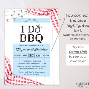 I Do BBQ Invitation, BBQ Couples Shower Invitation, bbq rehearsal dinner invitation, I Do BBQ Couple's Shower Invite, Printable, A22, Q2 image 3