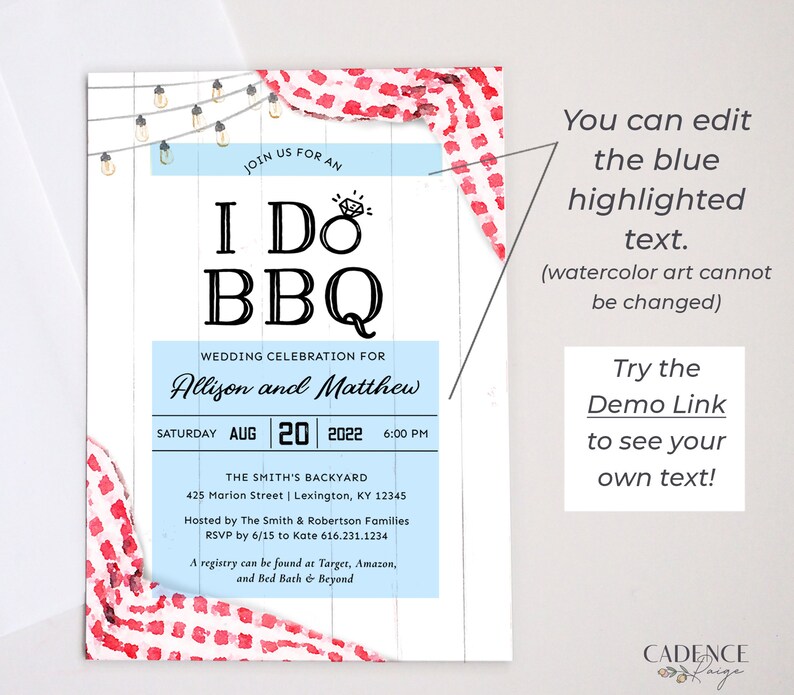 I Do BBQ Invitation, BBQ Couples Shower Invitation, bbq rehearsal dinner invitation, I Do BBQ Couple's Shower Invite, Printable, A22, Q2 image 3