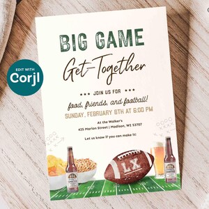 Editable Super Sunday Football Watch Party Invitation: Bowl Game Invite (Digital Template) image 11