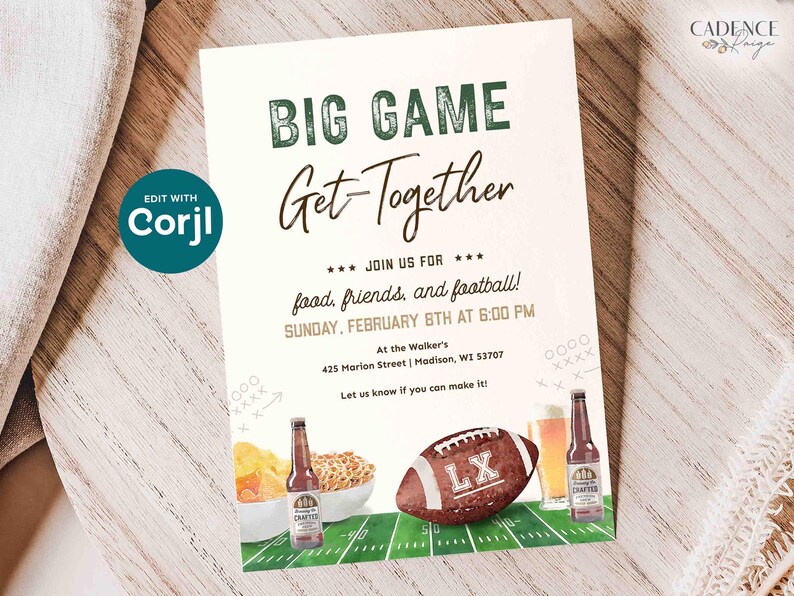 Editable Super Sunday Football Watch Party Invitation: Bowl Game Invite (Digital Template) image 11