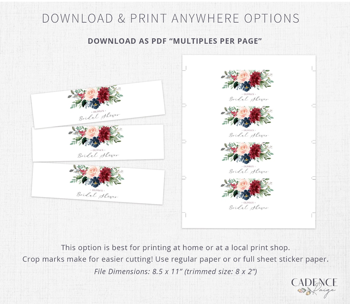 Printable Water Bottle Labels Bridal Shower Water Bottle | Etsy