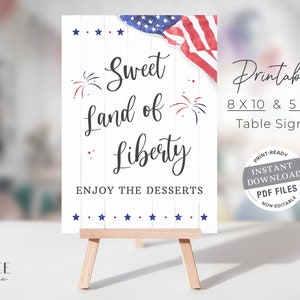 4th of July Desserts Sign, Printable 4th of July Party Sign, Independence Day Picnic Sign, Sweets and Treats Sign, July 4th Decor, PDF, BQUS