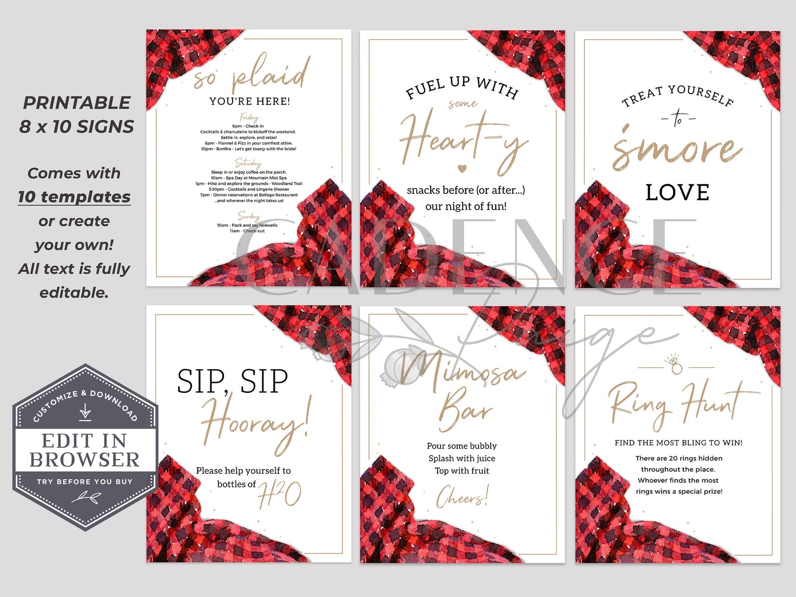 Buffalo Plaid Bachelorette Signs, 8 X 10 Bachelorette Signs, Flannel ...