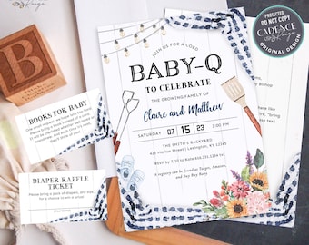 Navy Baby-Q-Duscheinladung, BBQ-Paare Babyparty einladen, Baby Boy, Paare-Babyparty einladen, Gartendusche, printable, DIY BQN
