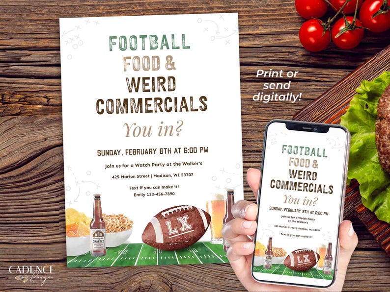 Football Watch Party Invitation, Editable Big Game Invite, Super Sunday Bowl Game (Digital) image 15