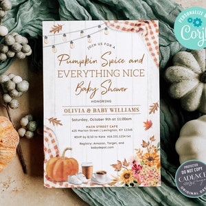 Pumpkin Spice Baby Shower Invitation, Fall Baby Shower Invitation, Autumn Baby Shower, Coffee Baby Shower, Gender Neutral, Printable, FQ2 image 4