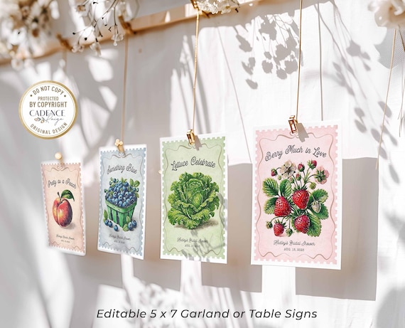 Fresh Off the Market Bridal Shower Banner: Fruit & Veggie Bunting (Digital Template)