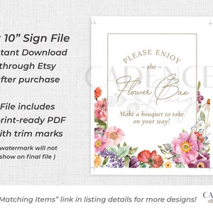8 X 10 Flower Bar Sign PDF, Summer Flowers Bridal Shower Take a Bouquet ...