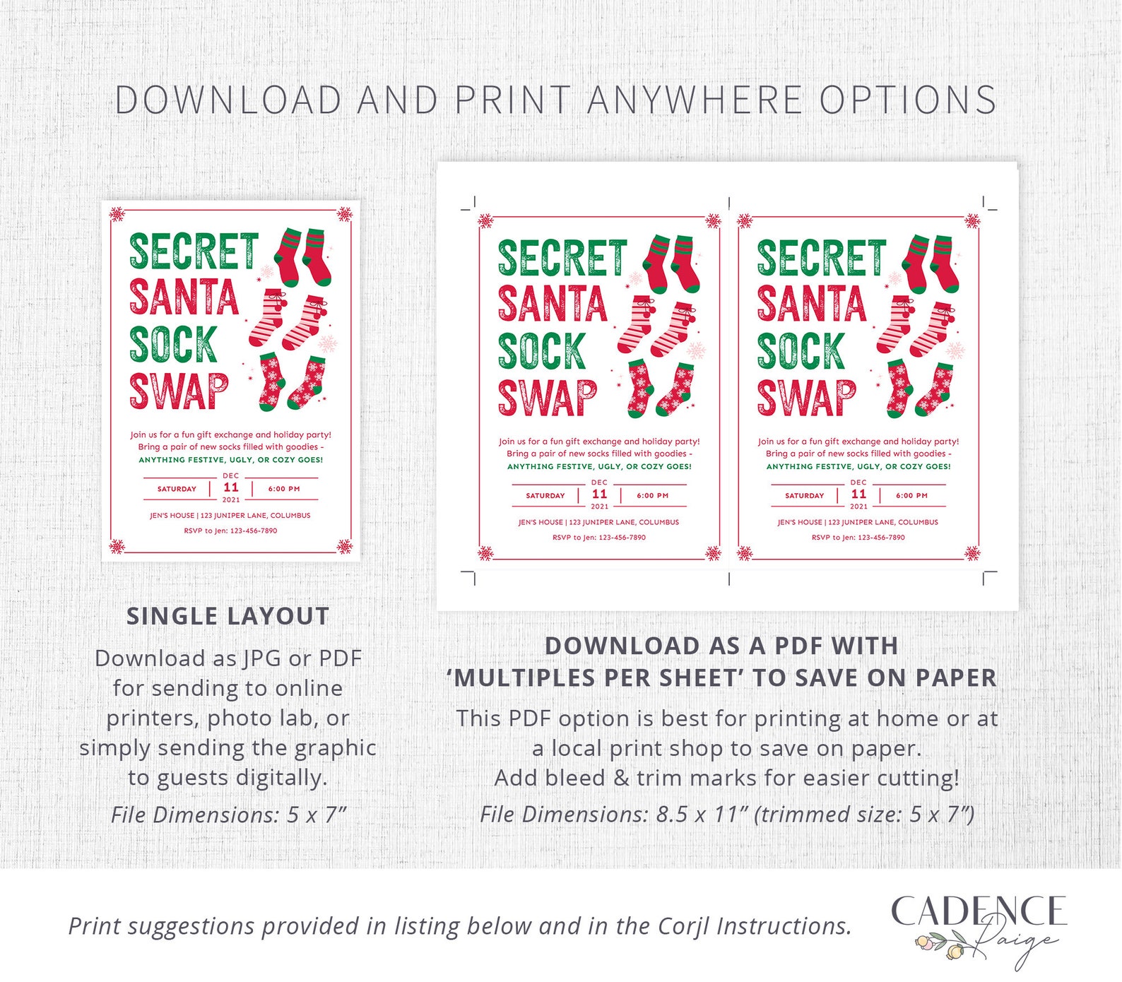 Christmas Sock Exchange Party Invite Holiday Sock Swap Party Etsy