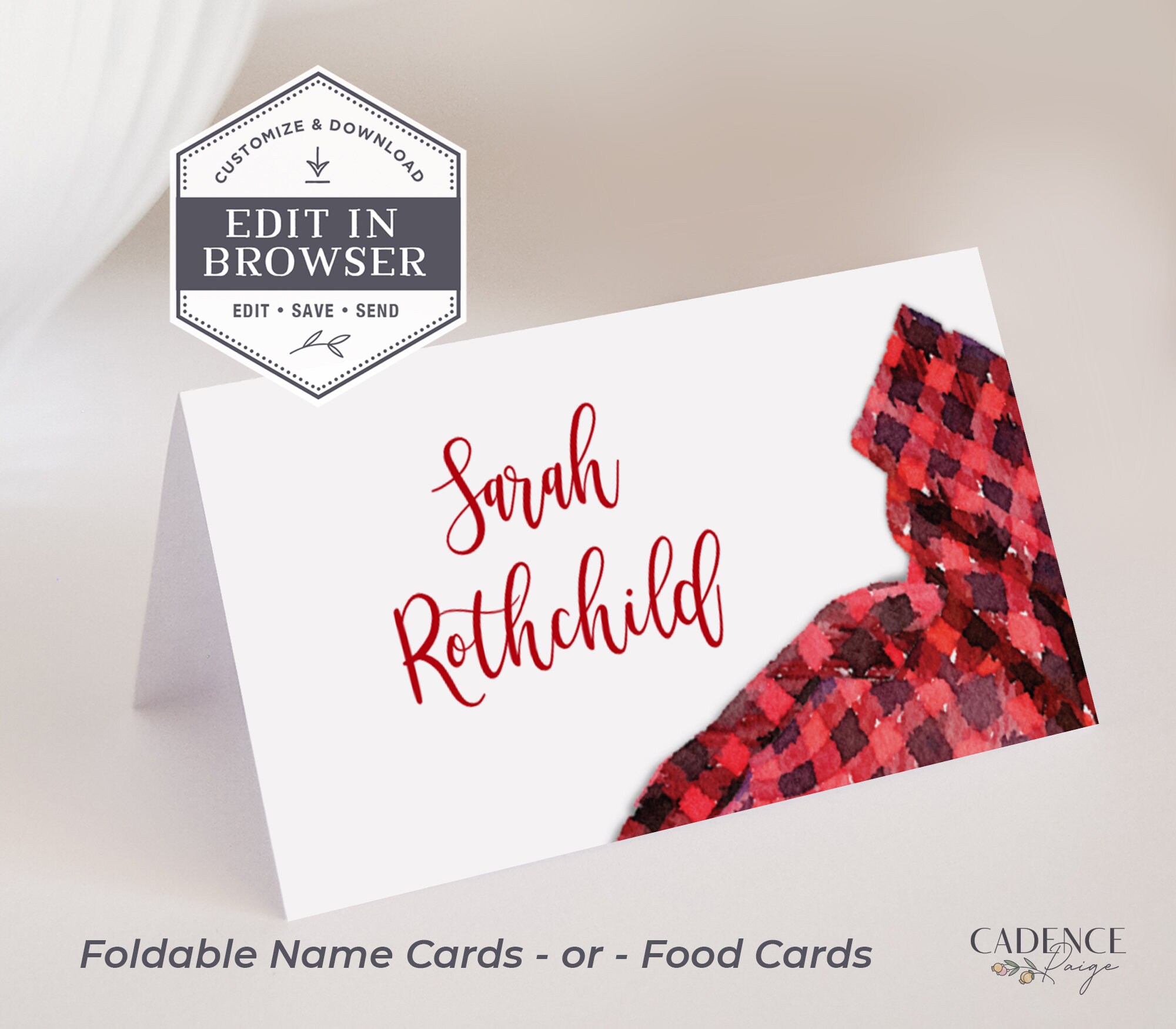 Buffalo Plaid Place Cards Flannel Food Signs Customizable - Etsy